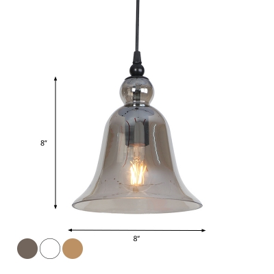 Loft Flared Hanging Lamp Single-Bulb Clear/Smokey/Amber Glass Ceiling Pendant Light with Cord Grip