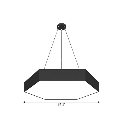 Modernism LED Drop Lamp Black Hexagonal Pendant Ceiling Light with Acrylic Shade, 18