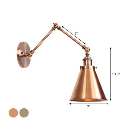 Polished Copper/Bronze Cone Wall Lamp Industrial Metal 6