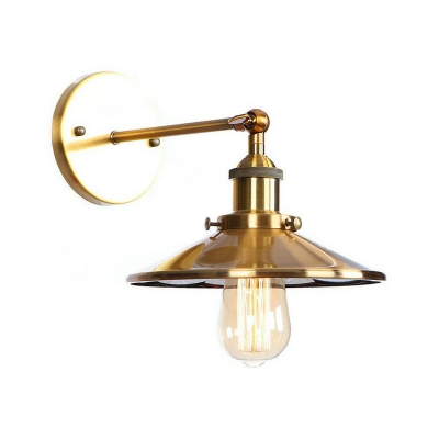 Single-Bulb Task Wall Light Antique Shadeless/Scalloped Metal Swivelable Wall Mount Reading Lamp in Brass