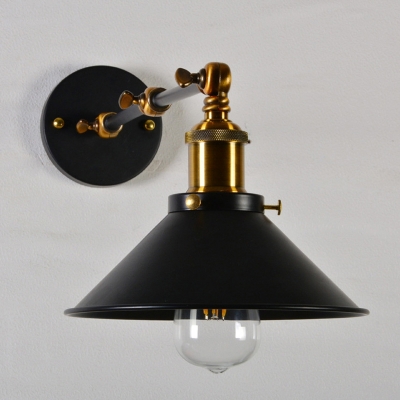 Black/White Conical Wall Lighting Ideas Loft Iron 1-Light 8