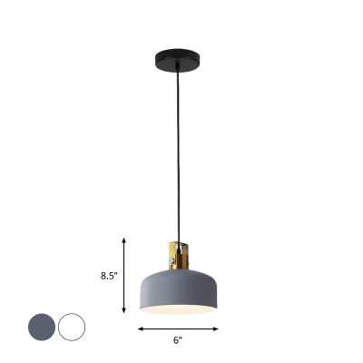 Cone/Dome/Oval Metallic Down Lighting Nordic 1-Light Grey/White Hanging Pendant Light for Bedside