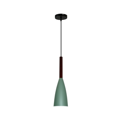 1 Head Dining Room Drop Pendant Macaron Green/White/Yellow Ceiling Light with Tapered Metal Shade