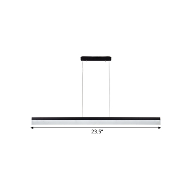 Metal Linear Ceiling Suspension Lamp Modern Black LED Hanging Light Kit for Workshop, 23.5