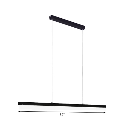 Slim LED Suspended Lighting Fixture Minimal Acrylic Black Hanging Pendant in Warm/White Light, 23.5