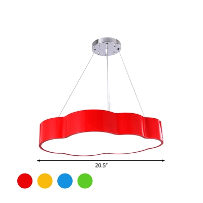 Cartoon Cloud Hanging Lamp Kit Metallic Child Care LED Ceiling Pendant in Red/Yellow/Blue, 20.5