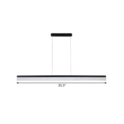 Metal Linear Ceiling Suspension Lamp Modern Black LED Hanging Light Kit for Workshop, 23.5
