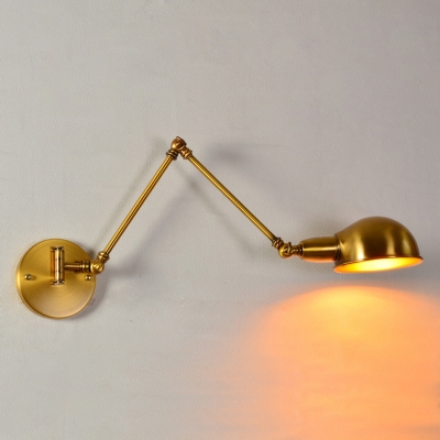 ome Bedside Wall Mount Reading Light Warehouse Metal Single Antiqued Gold Wall Lamp with Rotatable Joint