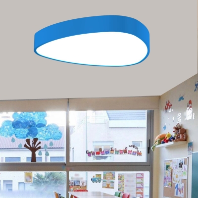 Raindrop Kindergarten Flush Mount Acrylic Macaron LED Ceiling Light Fixture in Red/Pink/Blue