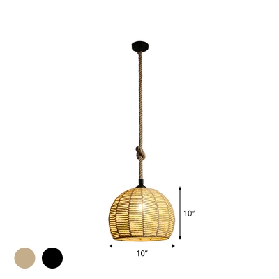 Roped Dome Shade Drop Pendant Cottage Single 10