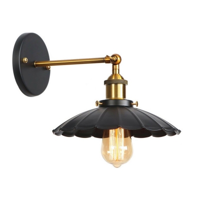 Shadeless/Cone Shade Bedroom Wall Light Loft Iron 1 Bulb Brass and Black Task Wall Lamp with Swivel Arm