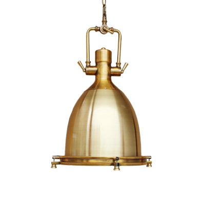 1-Light Iron Pendulum Light Industrial Bronze/Chrome Dome/Bell Dining Room Down Lighting Pendant