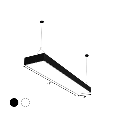 LED Aisle Ceiling Pendant Lamp Nordic Black/White Hanging Light with Rectangular Acrylic Shade, 4