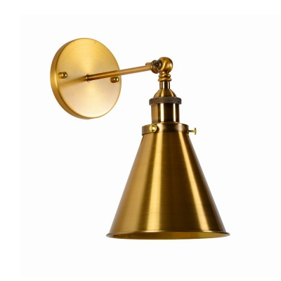 Metal Brass Task Wall Lamp Cone Shaded/Shadeless 1-Bulb Antique Wall Mount Lighting with Swivel Arm