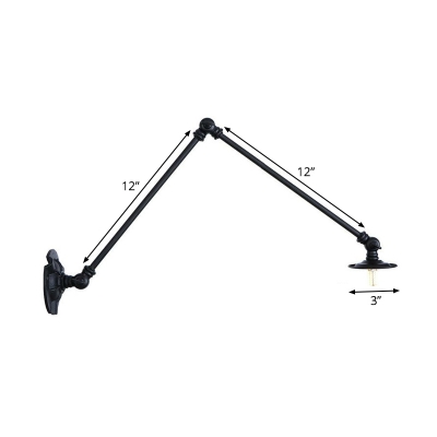 1 Bulb Flat Shade Wall Lighting Ideas Industrial Black Iron Wall Mount Lamp with Adjustable Arm, 4