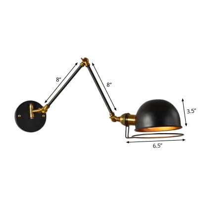 Black Dome Wall Mount Lamp Industrial Metal 1 Head Bistro Wall Lighting Ideas with 4