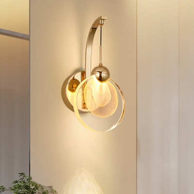 Circular Wall Lighting Fixture Modernity Clear Crystal Dining Room LED Wall Sconce in Gold