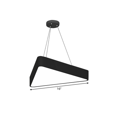 Triangular LED Hanging Light Kit Nordic Acrylic Office Drop Pendant in Black, 16