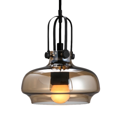 White/Amber Glass Pot Shaped Pendant Lamp Warehouse 1 Bulb Kitchen Bar Pendulum Light, 7