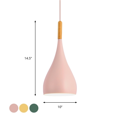 Onion Shaped Pendulum Light Macaron Aluminum Single Grey/Green/Red Down Lighting Pendant over Kitchen Bar