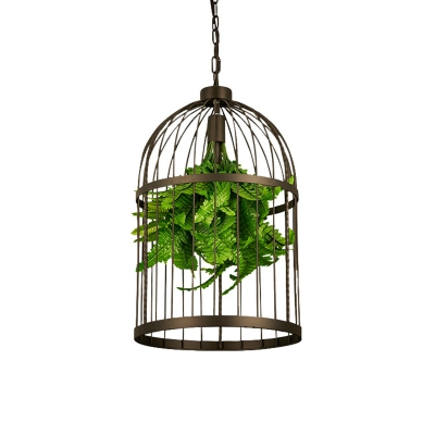 Bird Cage Dining Room Plant Pendant Light Farmhouse Iron 1 Head Black Ceiling Suspension Lamp