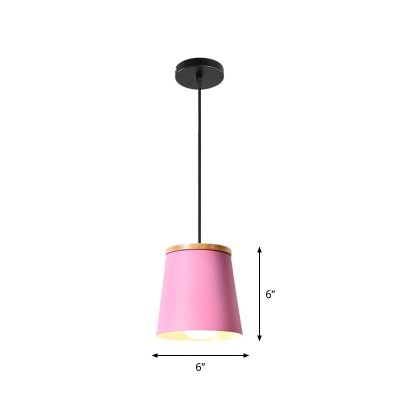 Pink Cone/Oval/Cylinder Pendant Lamp Macaron Single Metallic Suspended Lighting Fixture for Dining Room
