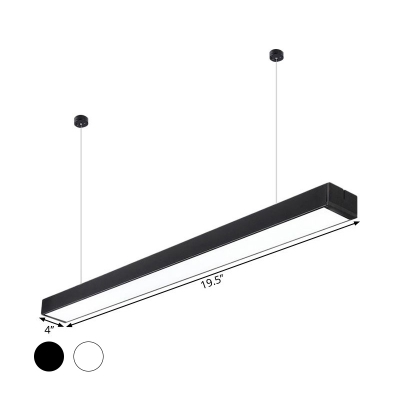 Rectangle Ceiling Suspension Lamp Modern Acrylic Black/White LED Pendant Light for Studio, 2