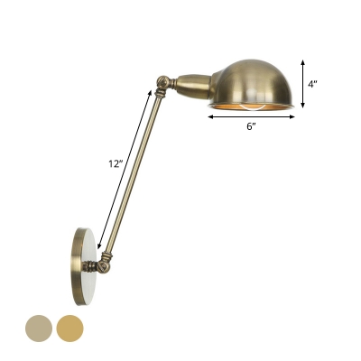 1-Bulb Flexible Swivel Arm Task Wall Lamp Antique Bronze/Brass Finish Iron Reading Wall Light with Bowl Shade, 8