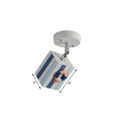 Adjustable Kid 1/2/4-Light Semi Flush White Cuboidal Flush Mount Spotlight with Resin Shade, 5w/10w
