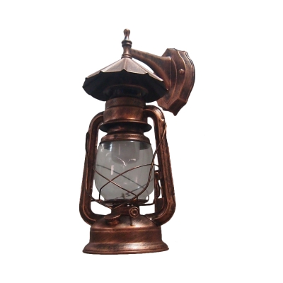 Black/Copper/Bronze Single Wall Lighting Rustic Clear Glass Kerosene Wall Hanging Light with/without Scalloped Top