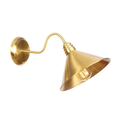 Brass Finish 1 Bulb Wall Lamp Antique Metal Bowl/Dome/Flat Shade Gooseneck Wall Mounted Lighting