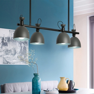 Carillon Kitchen Rotatable Pendant Lamp Iron 4/6-Light Nordic Style Hanging Island Light in Grey/Blue/Green