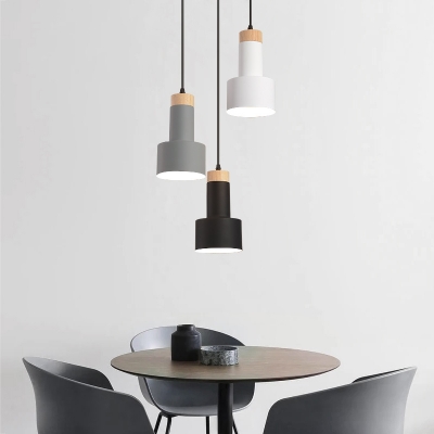 Grenade/Cone Shade Multi-Pendant Nordic Metal 3-Light Grey/White/Black Hanging Lamp Kit with Round/Linear Canopy