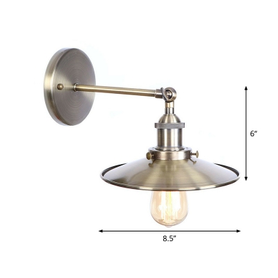 1 Bulb Swing Arm Wall Lighting Ideas Warehouse Cone/Saucer Shade Iron Wall Mounted Light in Bronze