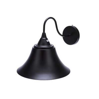 1-Light Reading Wall Lamp Vintage Living Room Wall Mounted Light with Flared Metal Shade in Black
