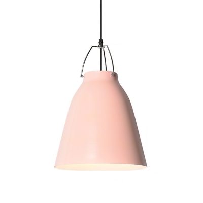 Carillon-Like Aluminum Drop Pendant Macaron Single Black/Grey/Pink Down Lighting for Living Room