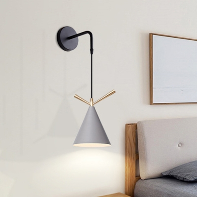 Grey Grenade/Bell/Cone Wall Hanging Light Nordic 1 Head Metal Wall Mounted Lamp in Warm/White Light