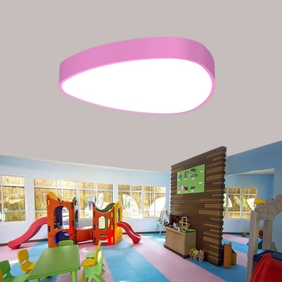 Raindrop Kindergarten Flush Mount Acrylic Macaron LED Ceiling Light Fixture in Red/Pink/Blue
