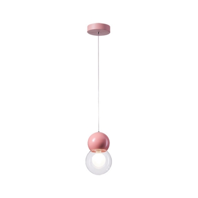 White Glass Snowman Drop Pendant Macaron 1 Bulb Grey/White/Pink Hanging Ceiling Light for Bedside