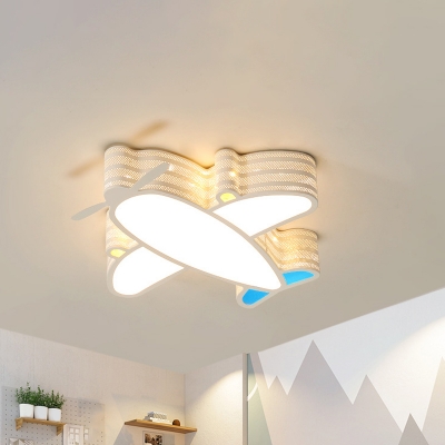 Acrylic Airplane Flush Mount Simple White Surface Mounted LED Ceiling Light in Warm/White/3 Color Light