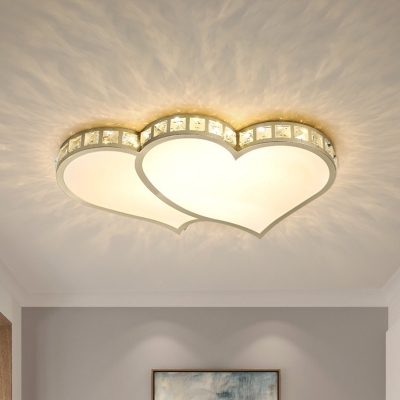 Loving Heart Acrylic Flush Mount Lighting Modernity LED Gold Close to Ceiling Light in Warm/White Light for Bedroom