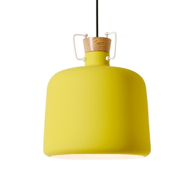Macaron Candy Jar Hanging Lamp Aluminum Single Restaurant Ceiling Pendant Light in Yellow/Blue/Gold
