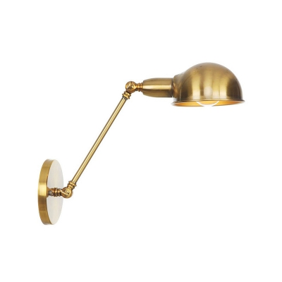 1-Bulb Flexible Swivel Arm Task Wall Lamp Antique Bronze/Brass Finish Iron Reading Wall Light with Bowl Shade, 8