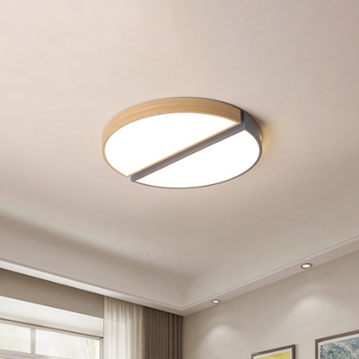 Metal Spliced Round Flush Ceiling Light Nordic Grey/Green LED Flushmount Lighting in Warm/White Light, 16.5