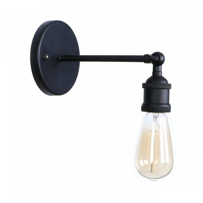 Rotatable Iron Black Task Wall Light Exposed Bulb Design/Cone Shade 1 Head Industrial Wall Mount Lighting Fixture