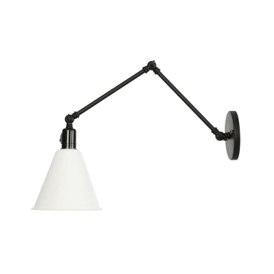 Adjustable Scalloped/Cone Iron Wall Lighting Industrial Single Studio Task Wall Lamp with On/Off Switch in Black/White