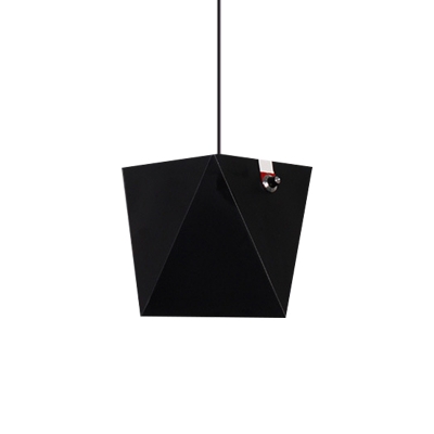 Beveled Shade Ceiling Hang Light Nordic Metal Black/White LED Suspension Pendant in Warm/White Light