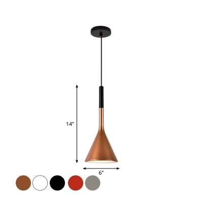 Conical Down Lighting Pendant Macaron Metal 1 Head Dining Room Hanging Light in Gold/Black/Grey