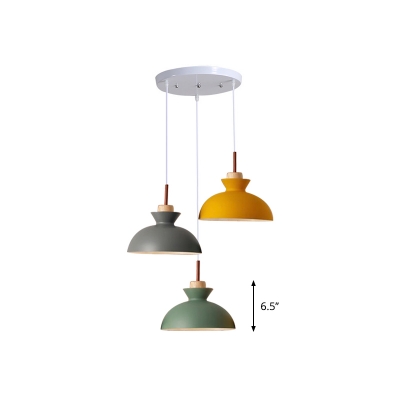 Nordic Bell/Mixed/Bowl Shade Pendant Metal 3 Heads Kitchen Dinette Multiple Hanging Light in White