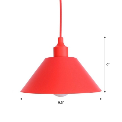 Red Ruffled/Saucer/Ribbed Shade Pendant Loft Style Iron 1 Light Living Room Hanging Ceiling Light